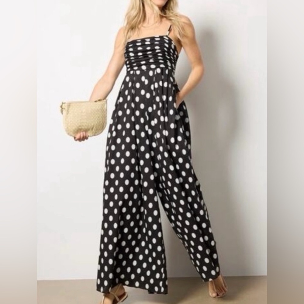Hutch Ottie Polka Dot Wide Leg Jumpsuit Size Medium NWT